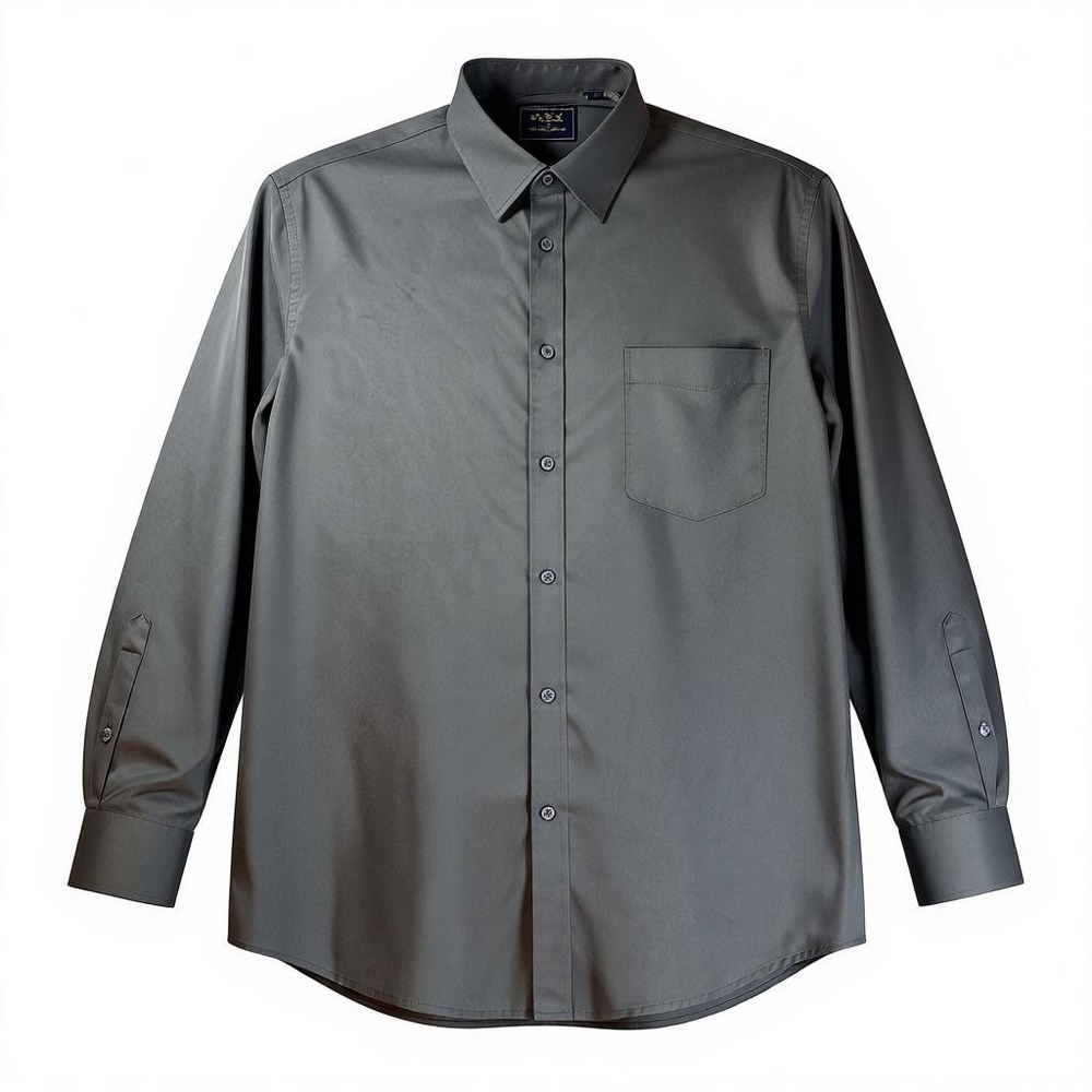 FLEX Men's Luxury Long Sleeve Button Up Dress Shirt Gray L Tall Made in Italy